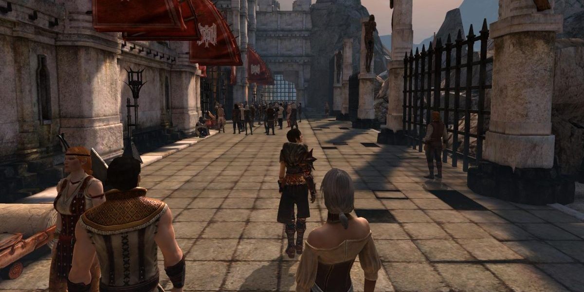 Uma captura de tela do jogo Dragon Age 2 cortada