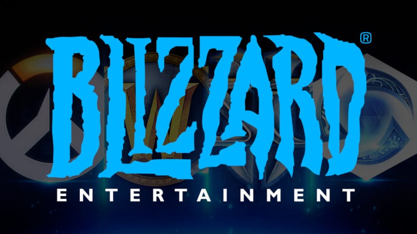 Логотип Blizzard на тлі деяких відомих ігор компанії