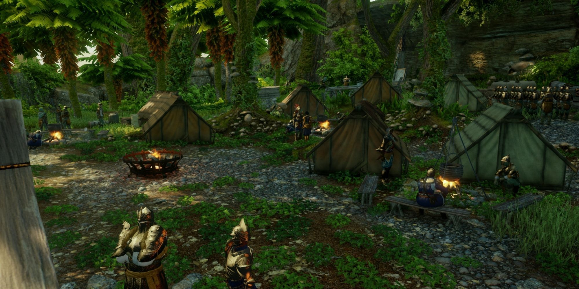 Kampo ea Lekhotla le Otlang Bakhelohi ea Dragon Age Arbor Wilds Inquisition Camp