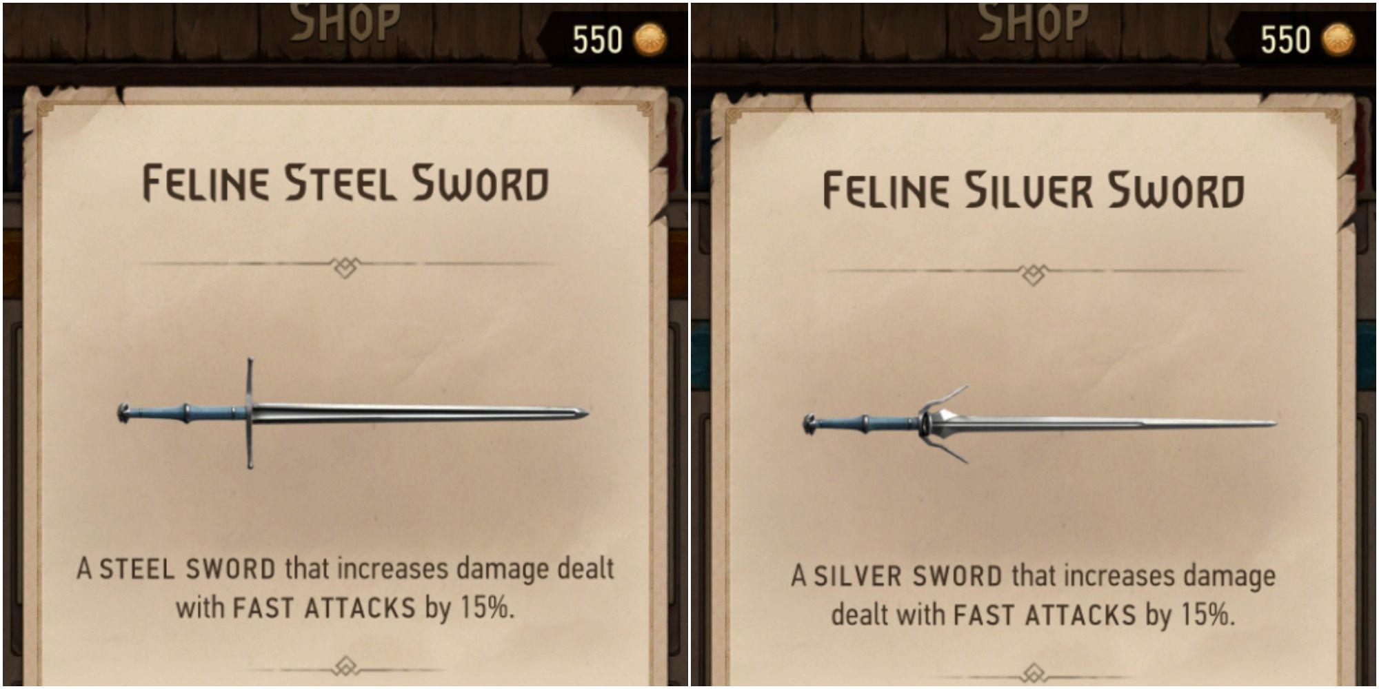 Feline stål/sølv sværd i The Witcher: Monster slayer