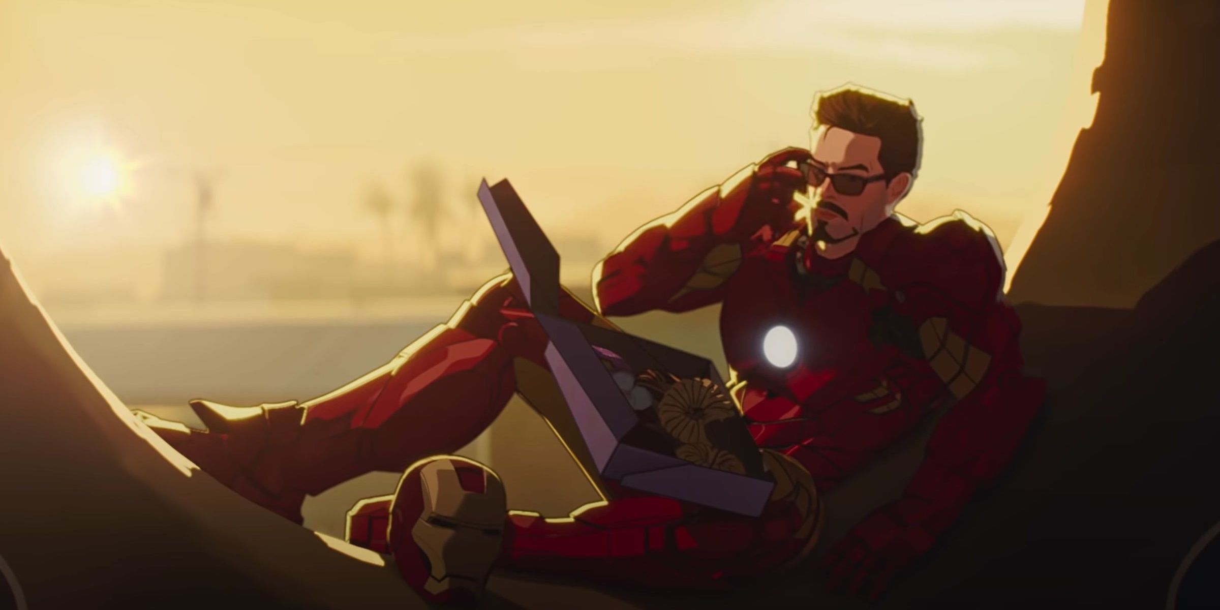 Iron Man seduto in una ciambella gigante in What If