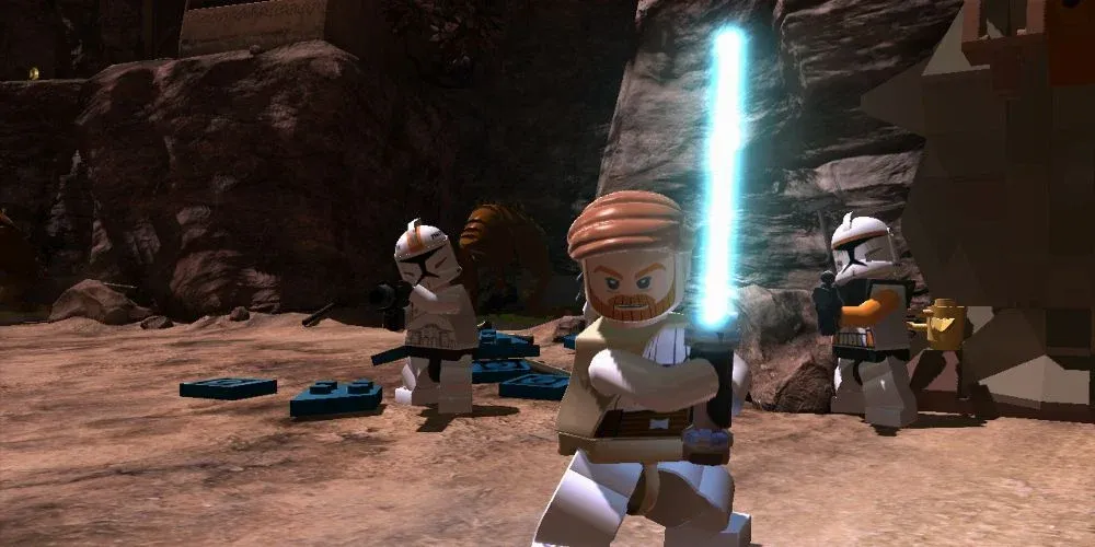 Lego Star Wars 3 Оби Ван Кеноби держит световой меч 1