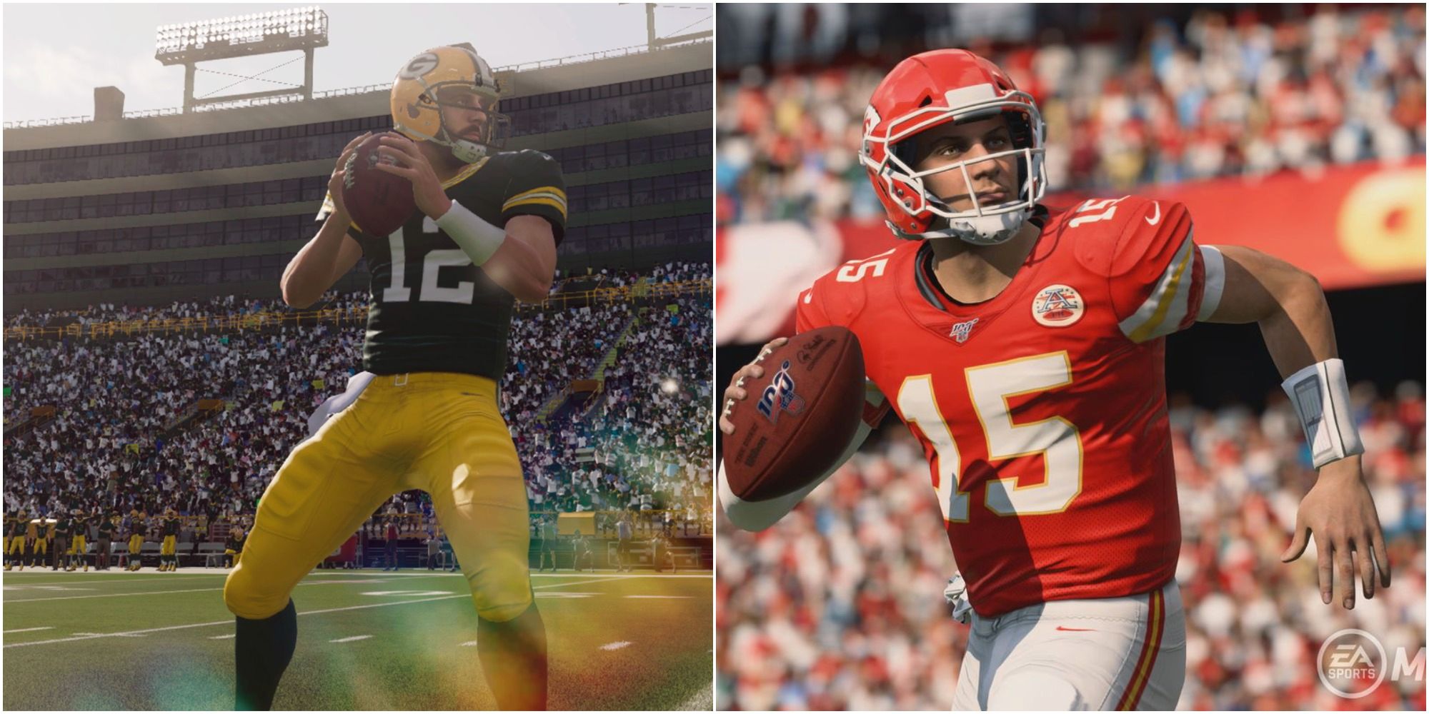 Madden Nfl 22 Highest Rated Qb Collage Aaron Rodgers And Patrick Mahomes
