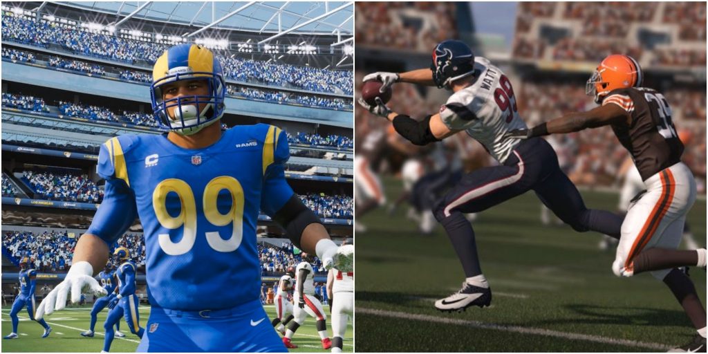 Madden Nfl 22 Top Rated Dls Collage Jj Watt And Aaron Donald