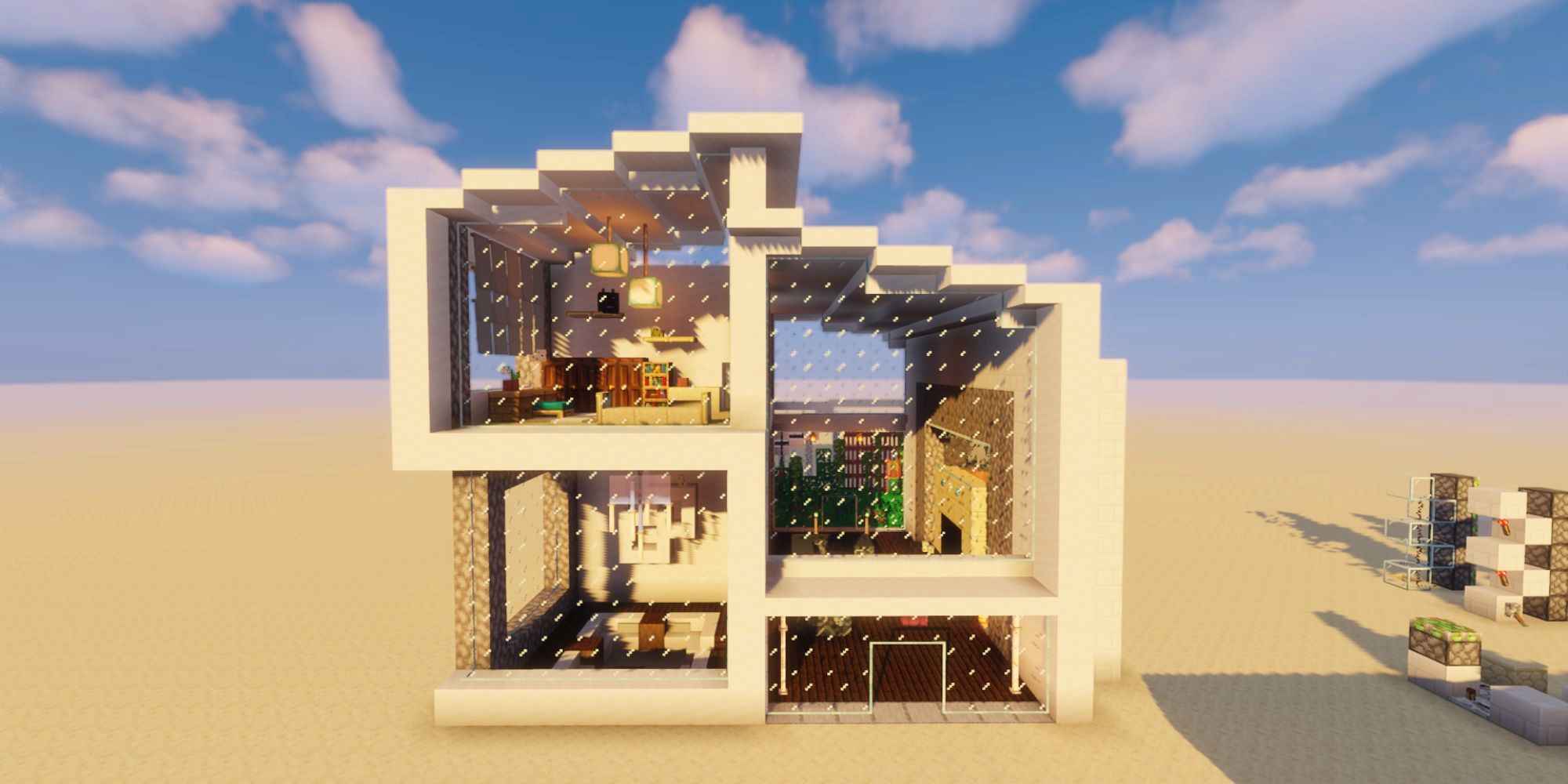 Minecraft White Desert Construcción moderna con techo inclinado por Pqroxysm 1