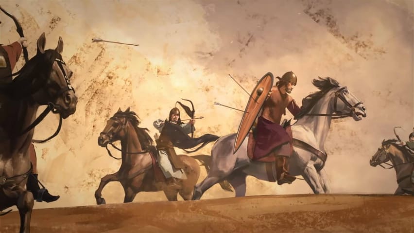 Una escena de batalla en el tráiler de campaña de Mount and Blade 2: Bannerlord