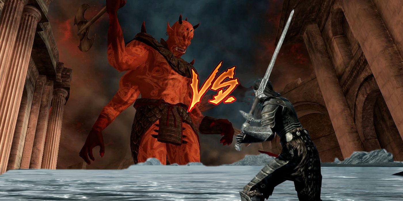 Skyrim versus Oblivion Dark Elf Mehrunes Dagon