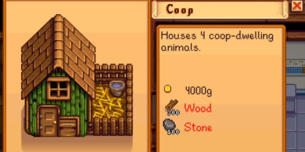 Stardew Valley Coop Build Menu