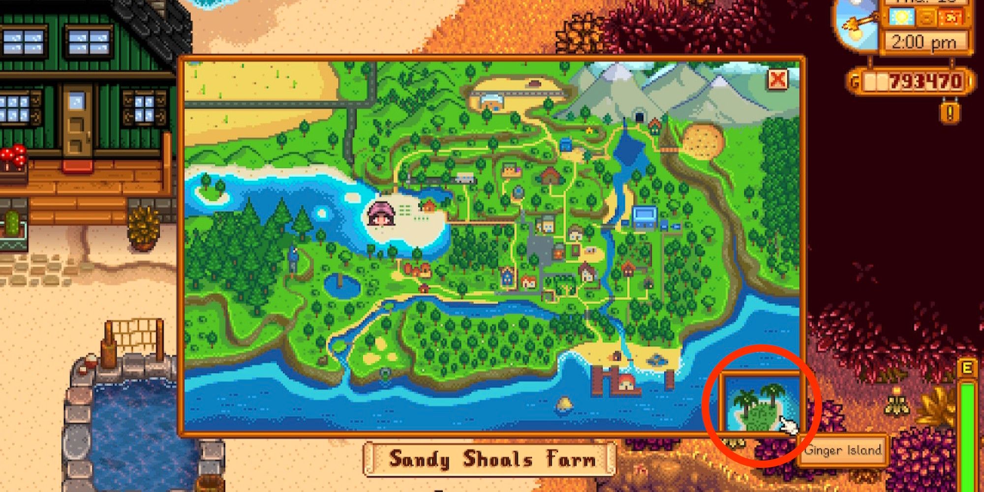 Stardew Valley Map With Ginger Island Circled