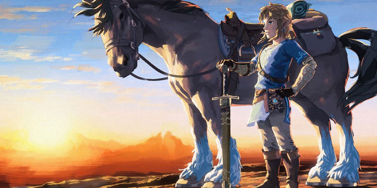 Legenda Zelda Breath Of The Wild Link Berdiri Di Samping Kuda 1