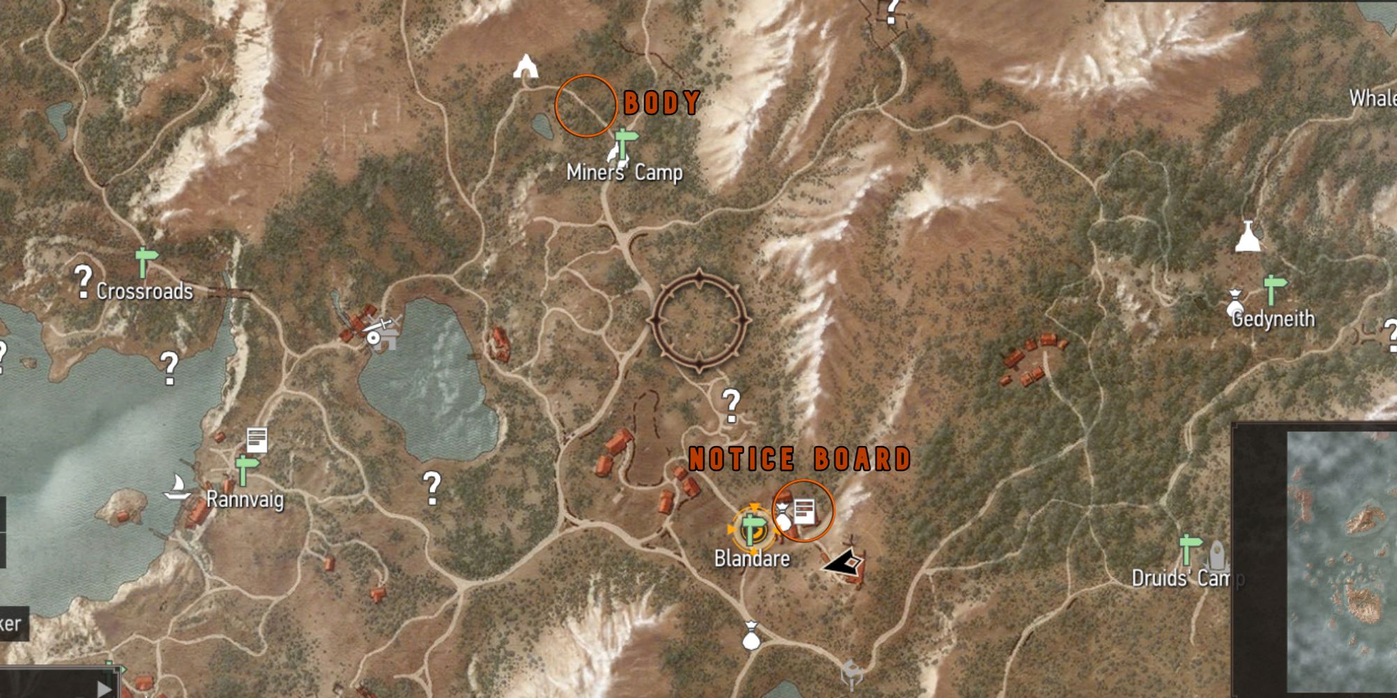 Lugares de inicio de The Witcher 3 Missing Miners