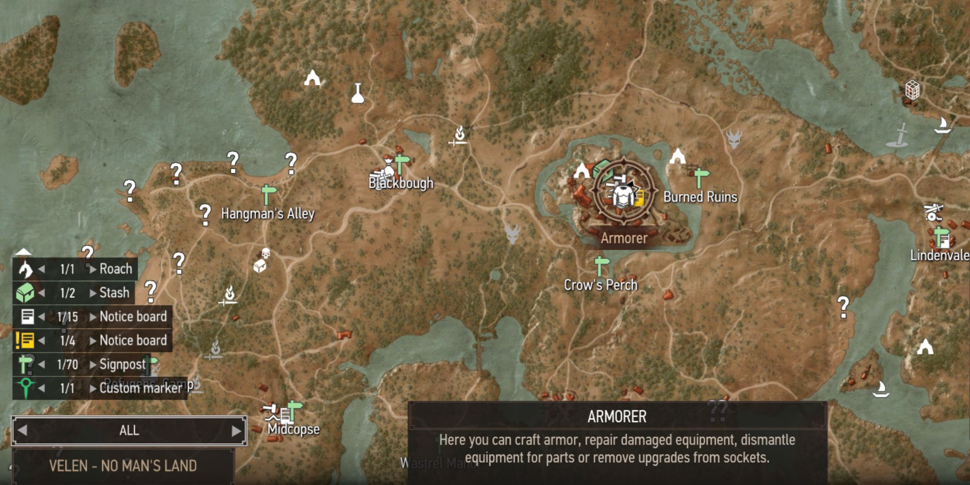 Ubicación do mapa de The Witcher 3 Yoana