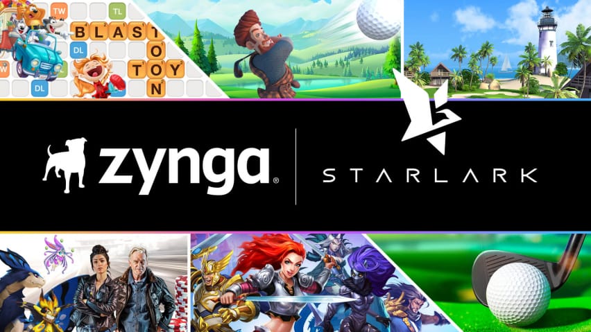 Ілюстрація, яка показує придбання Zynga StarLark і Golf Rival