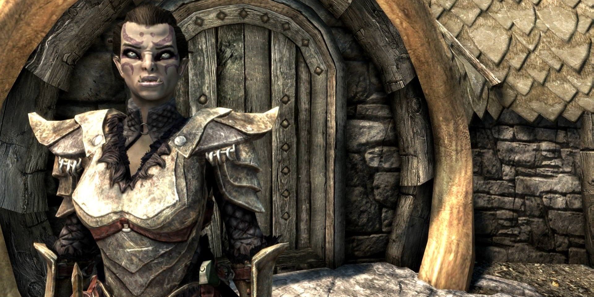 یک جنگجوی اورک زن در Skyrim