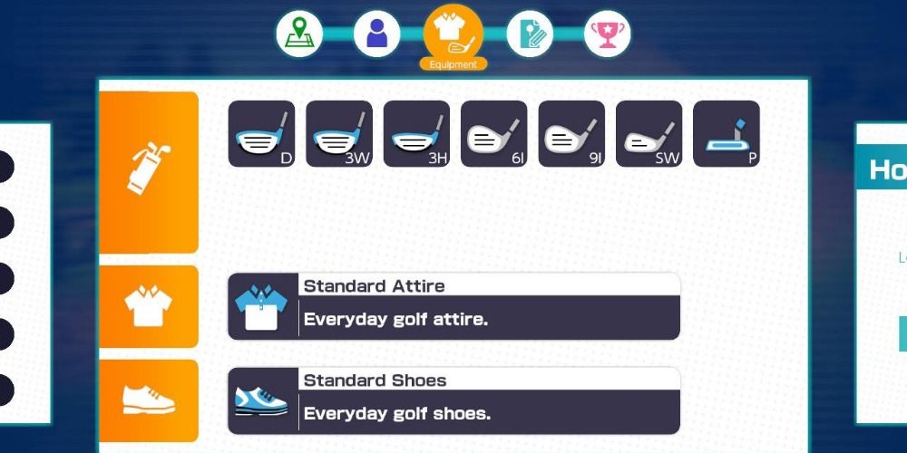 Καρτέλα εξοπλισμού Mario Golf