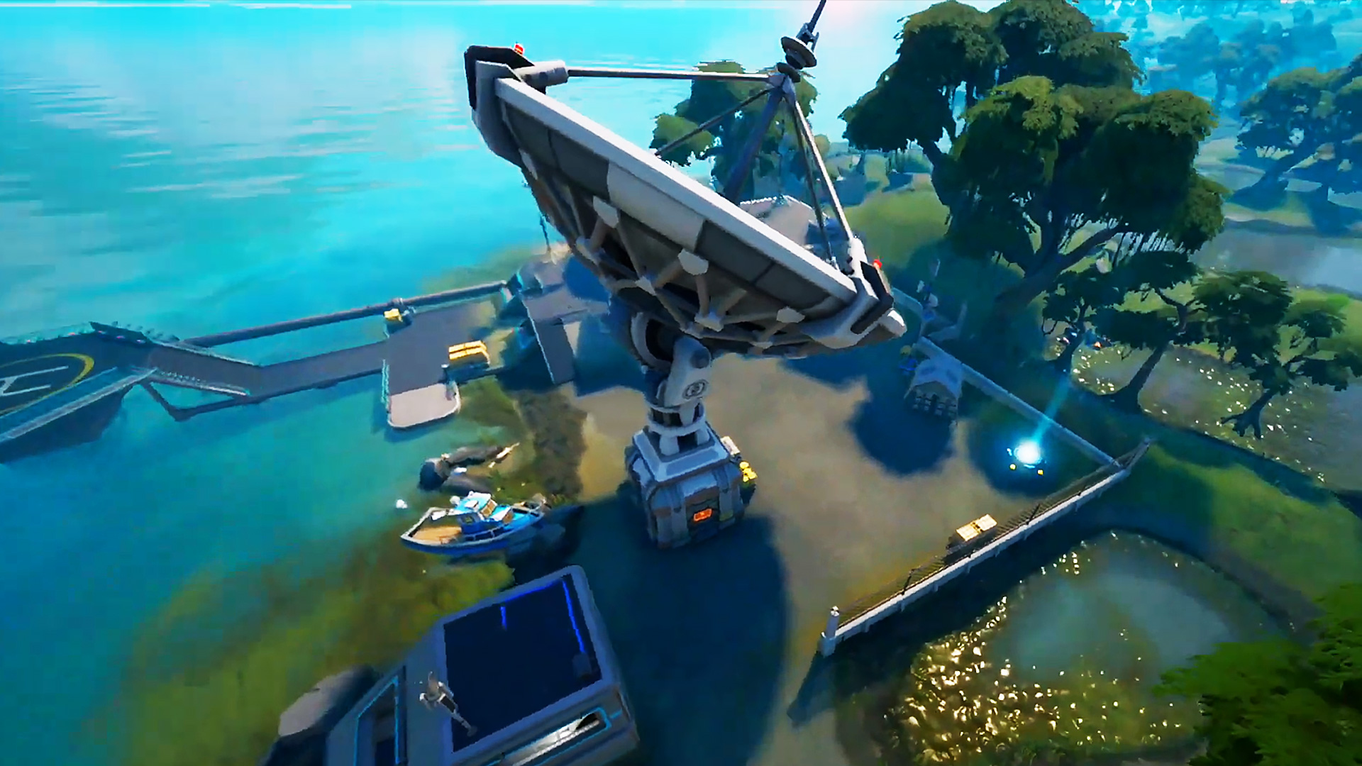 How to interact with equipment at IO radar dish bases in Fortnite