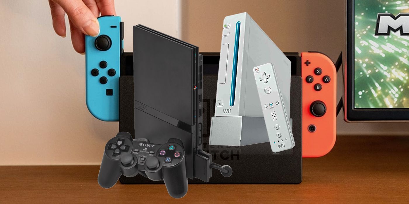 Nintendo Switch amb superposició de Ps2 i Wii