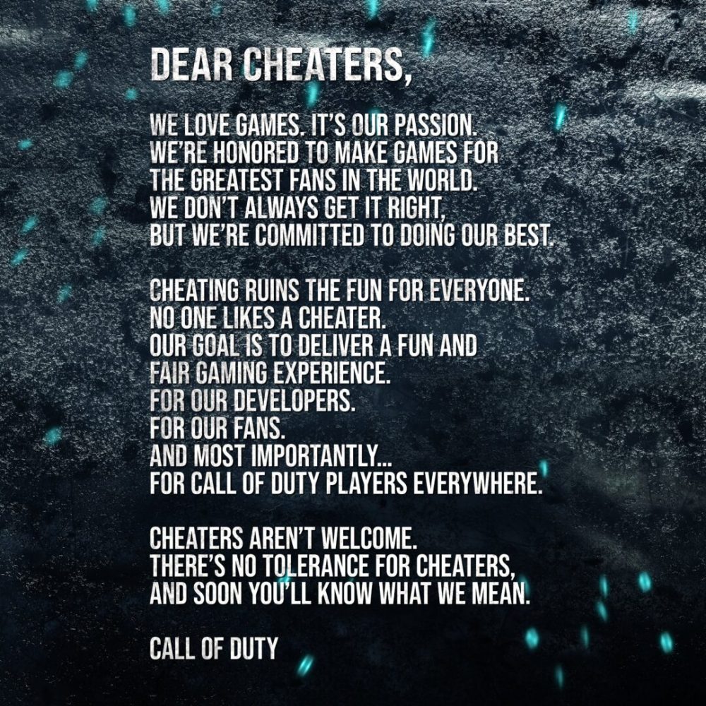 Activision warns against cheating in Call of Duty with new measures set to take place.