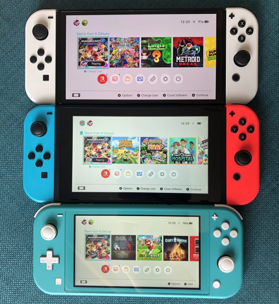 Comparació de models OLED de Nintendo Switch