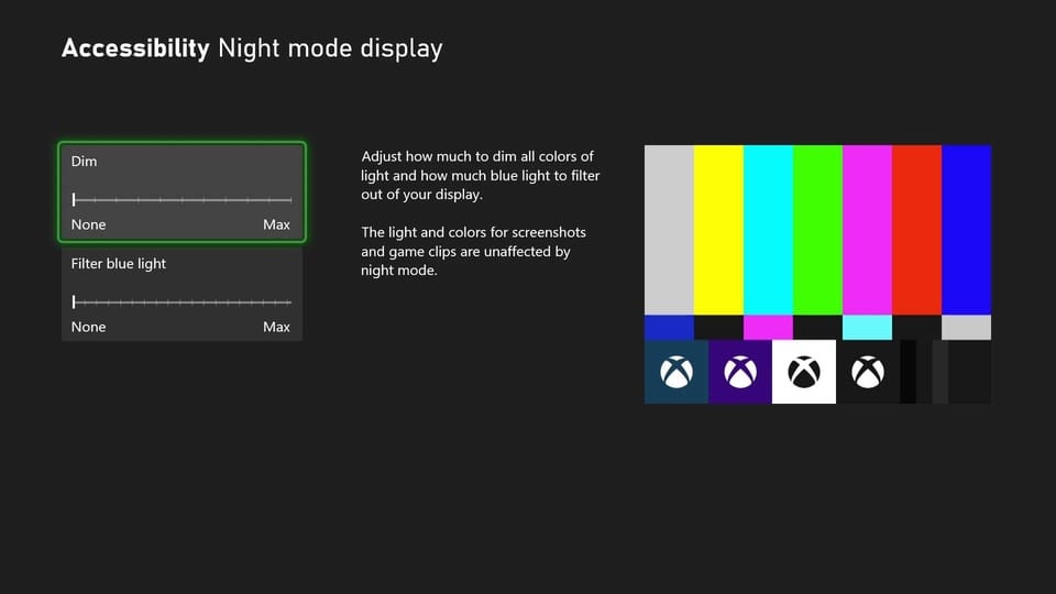 تحديث Xbox لشهر أكتوبر للوضع الليلي