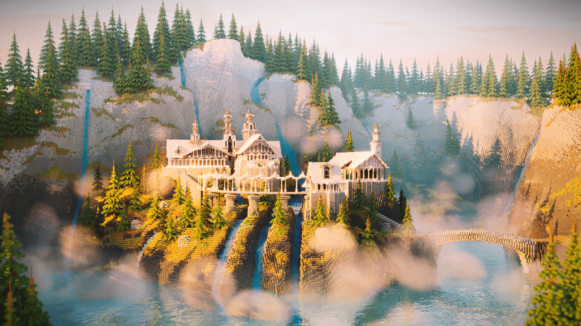 Minecraft ကစားသမားသည် Lord of the Rings မှ Rivendell ကို ရက်သတ္တပတ်များစွာကြာအောင် ဖန်တီးသည်။