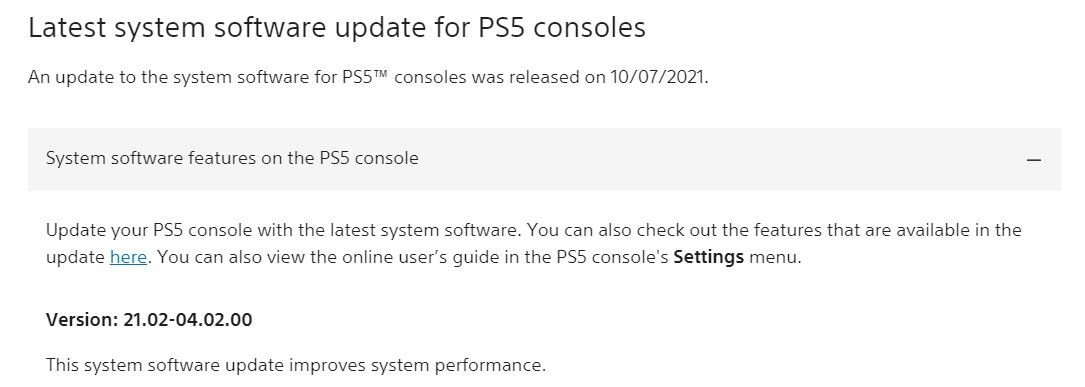 Mise à jour PS5 d'octobre
