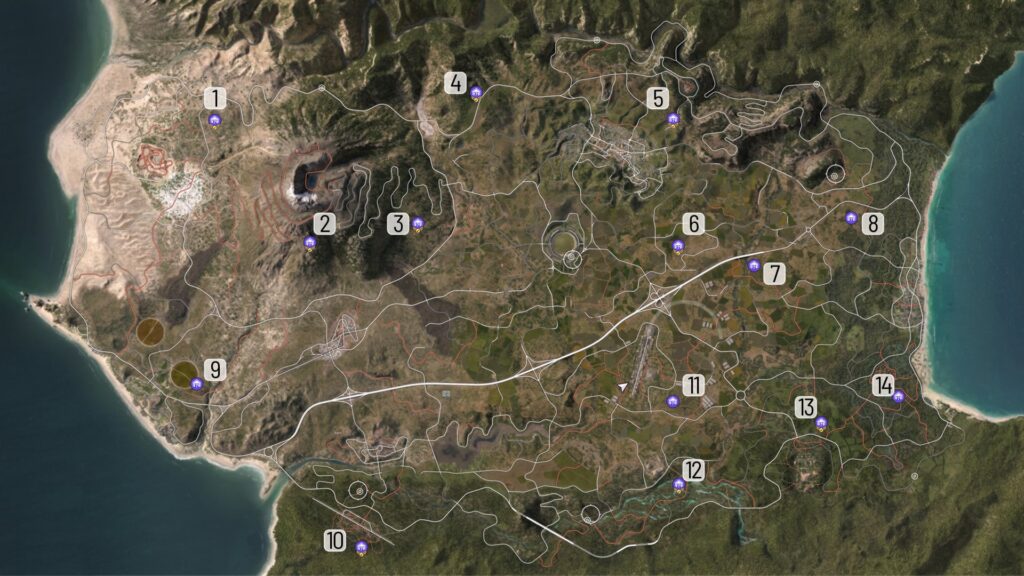 Mappa di ricerca del fienile di Forza Horizon 5