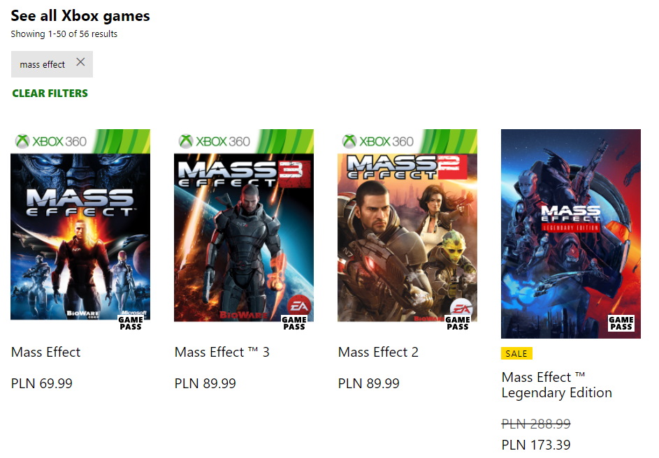Mass Effect game pass