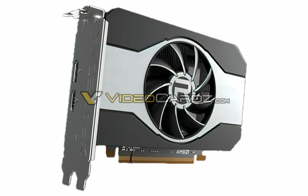 Upodobitev grafične kartice AMD Radeon RX 6500 XT 'Navi 24 XT GPU'. (Zasluge za slike: Videocardz)