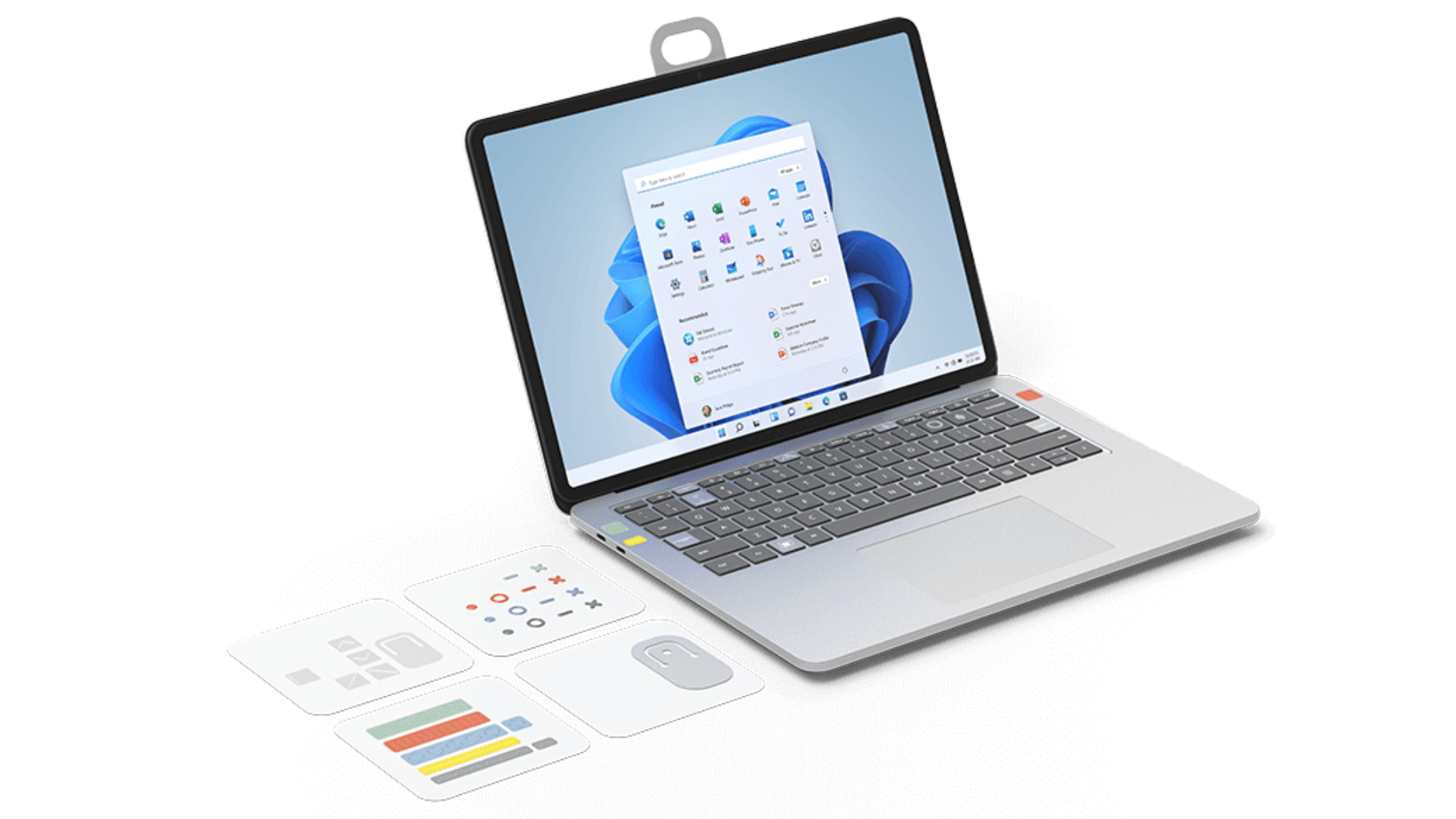 Surface Adaptive Kit dari Microsoft ditampilkan di laptop Surface