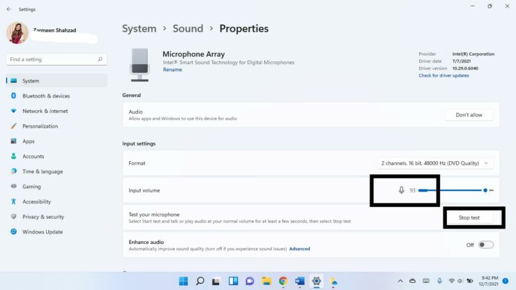 Test Microphone Windows 11