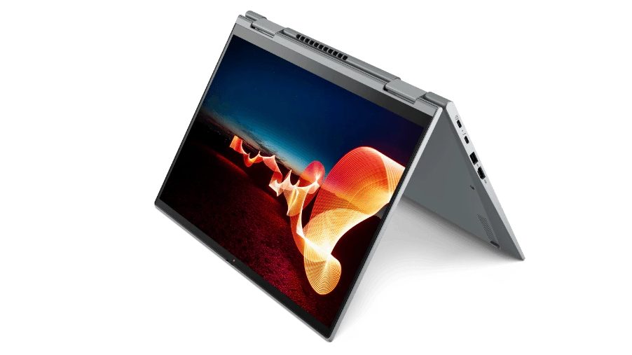 Lenovo ThinkPad X1 Yoga Gen 6 laptop folded backwards in tent mode