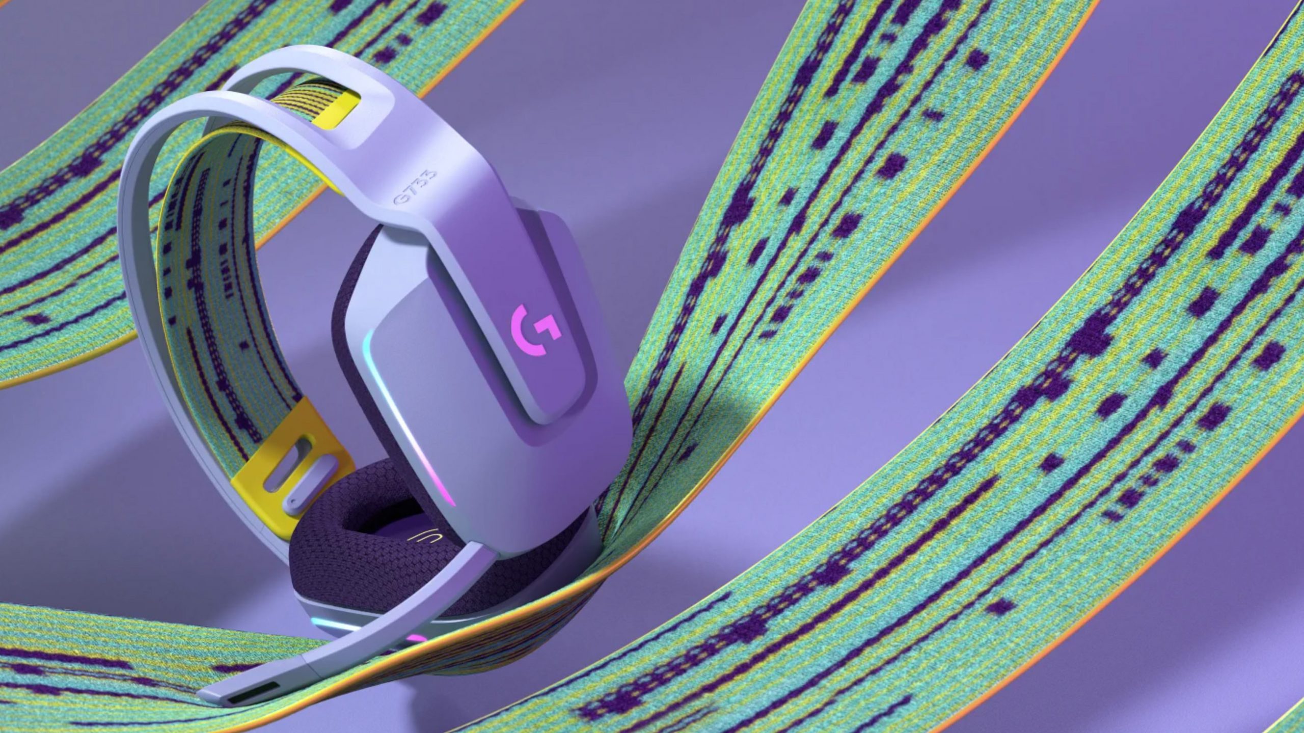Logitech G733 Lightspeed Wireless Gaming Headset warna ungu