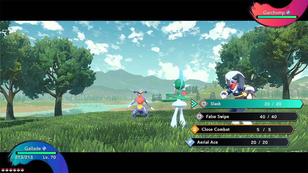 Pokémon Legends: Arceus ένα στιγμιότυπο οθόνης του battle UI του παιχνιδιού