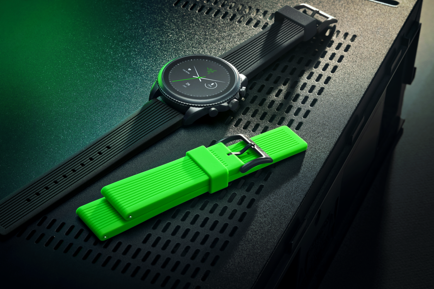 razer-x-fossil-black-and-green-watch-strap-custom