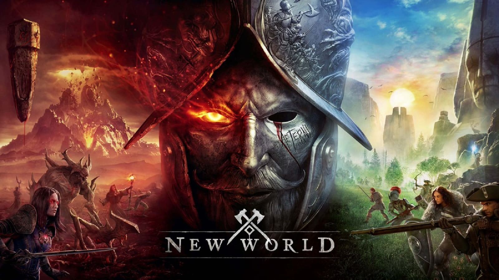 New World promotional image showing a battlefield