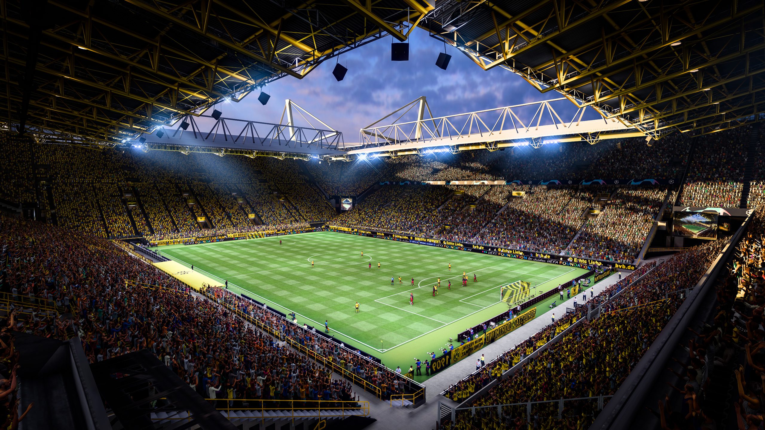 FIFA 22 aukštas futbolo stadiono vaizdas