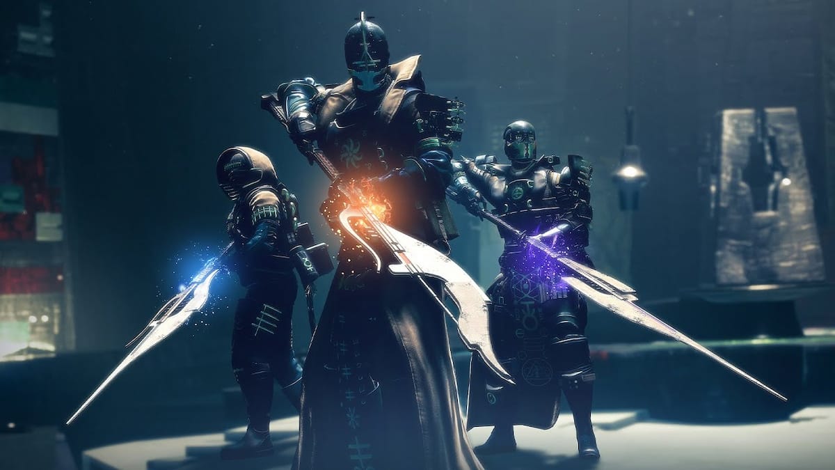 Destiny 2 Season of the Risen клучна уметност која ги прикажува Guardians со новото оружје Glaive