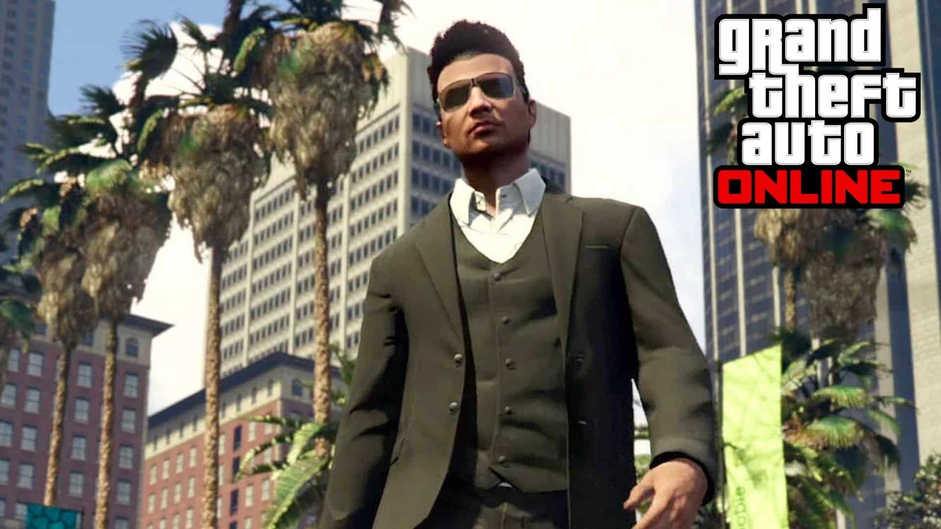 GTA Online character in suit walking looking at camera