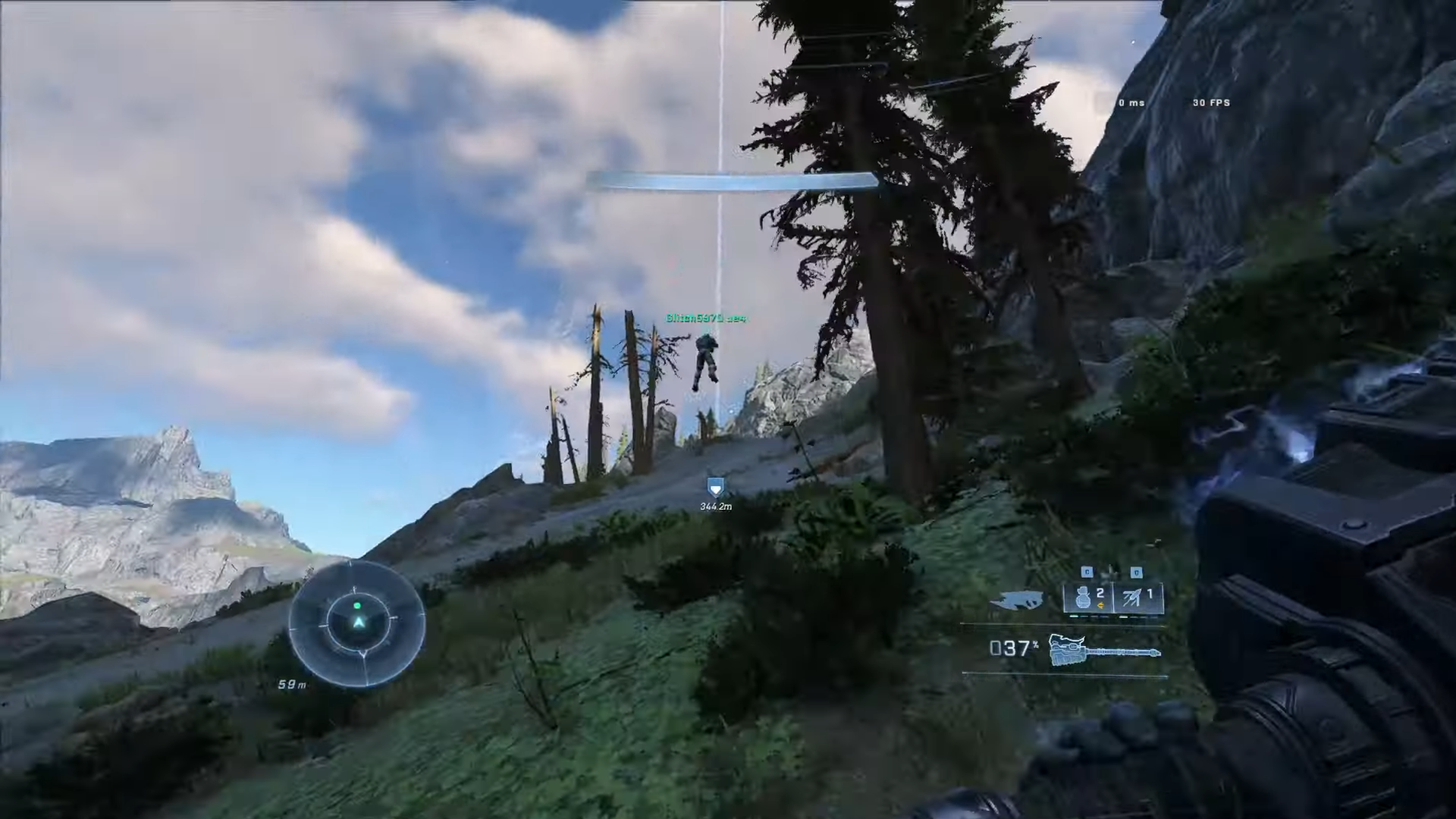 Snímek obrazovky kooperativní hry Halo Infinite