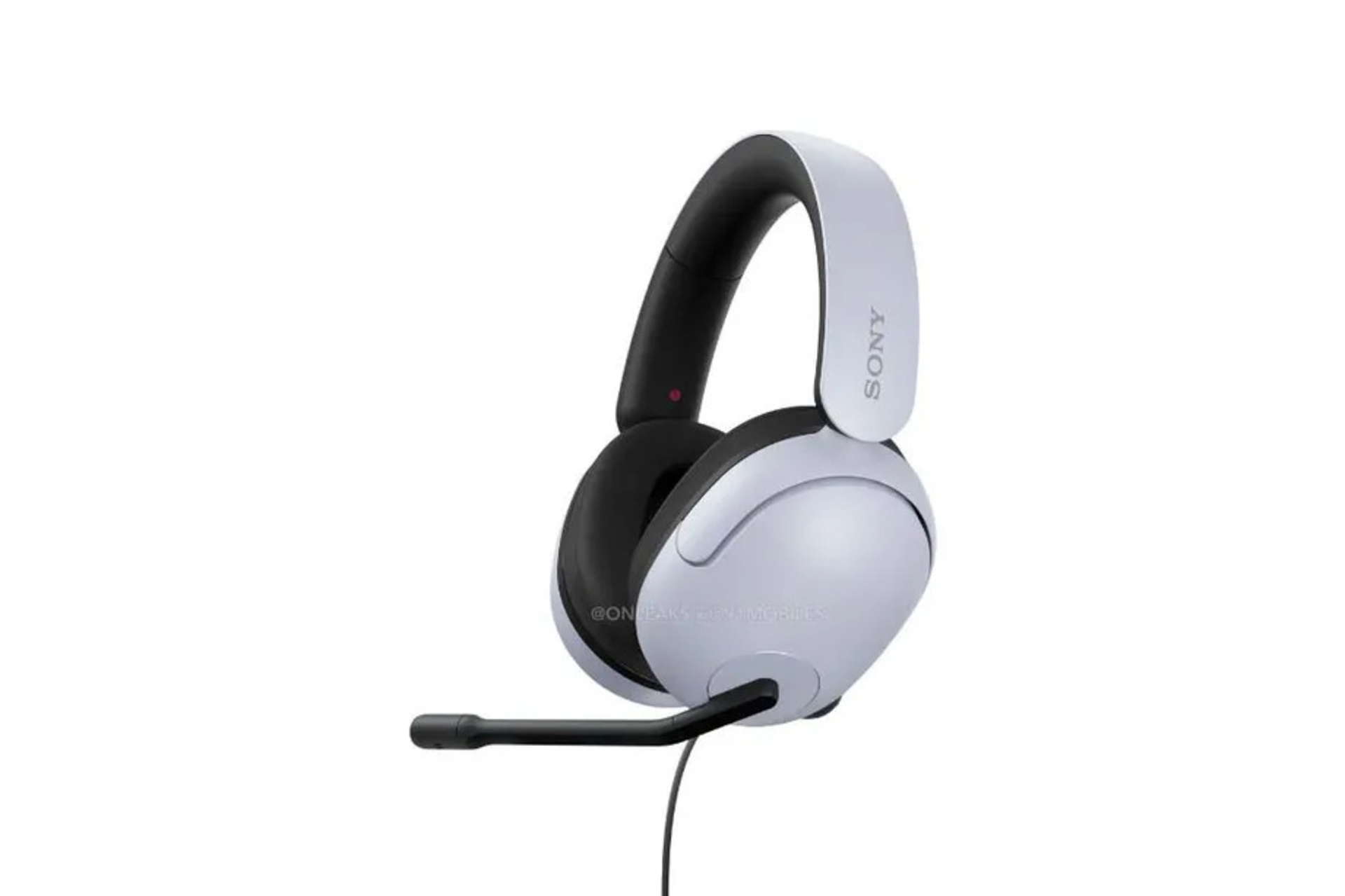 Sony Inzone H3 produkt shot. Wite bedrade headset op wite eftergrûn
