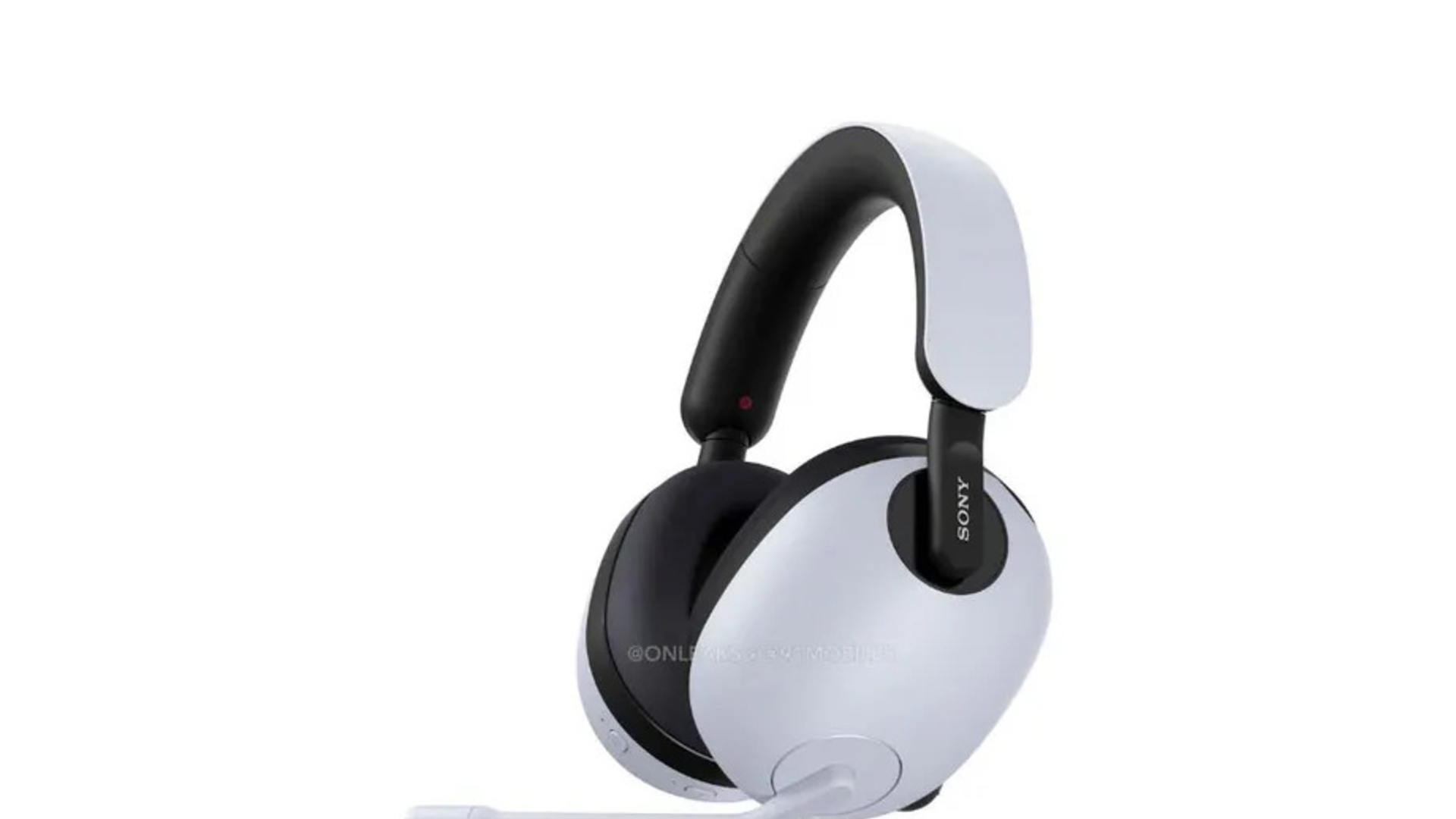 Sony Inzone H7 produkt shot. Wite draadloze headset op wite eftergrûn
