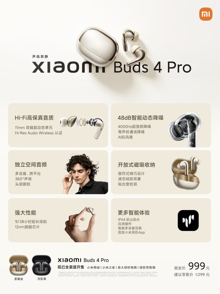 Prezo e especificacións do Xiaomi Buds 4 Pro