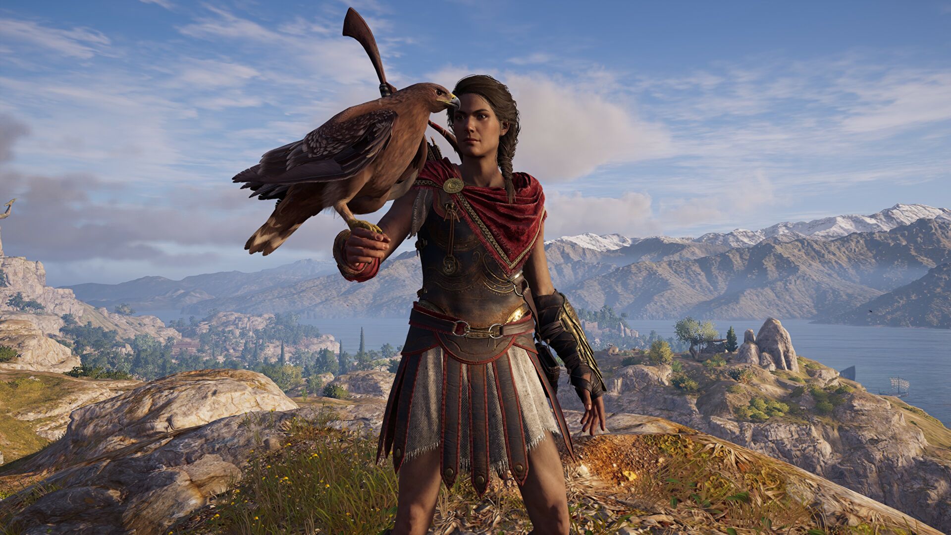 Assassins Creed Odyssey Kassandra e a súa aguia