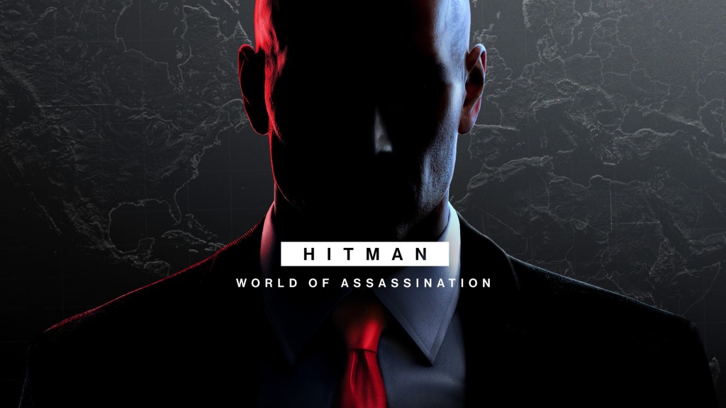 Hitman World Of Assassination key art logo Agent 47 in shadow
