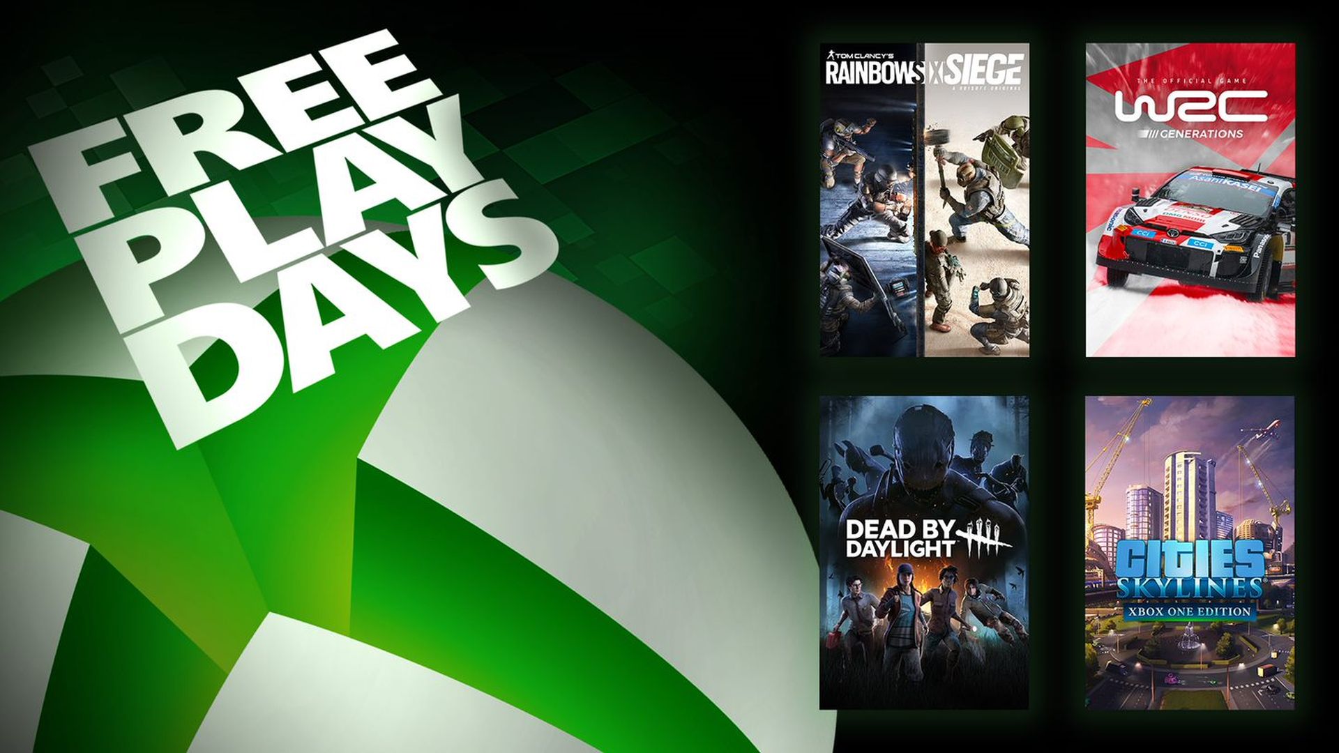 Free Play Days – Tom Clancy's Rainbow Six Siege, WRC Generations, Dead by Daylight, and Cities: Skylines – Xbox One Edition – Xbox Wire